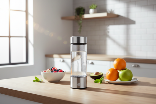 Hydrogenflaske på kjøkkenbenk